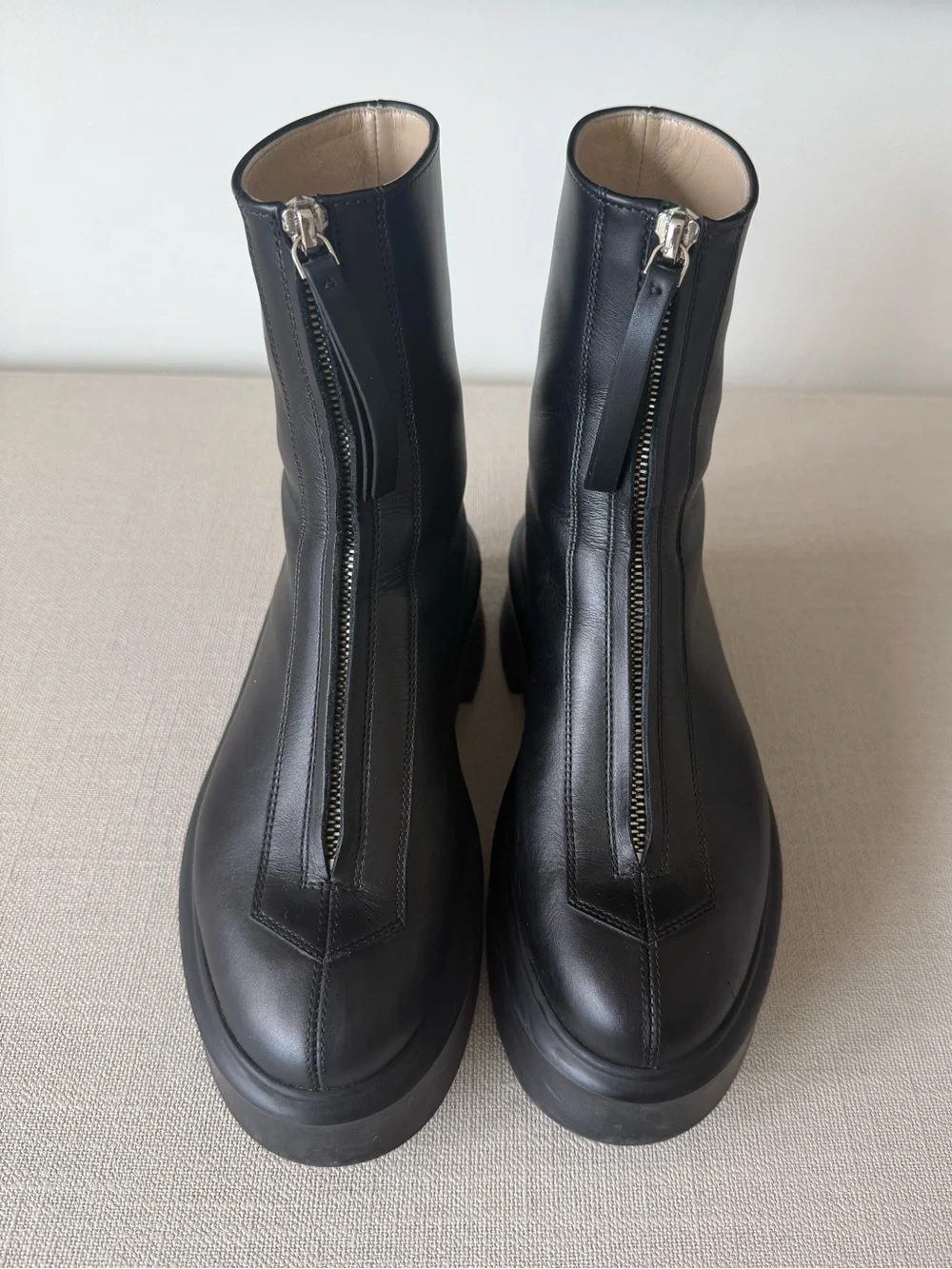 The Row Black Leather Boots - Picture 1 of 6